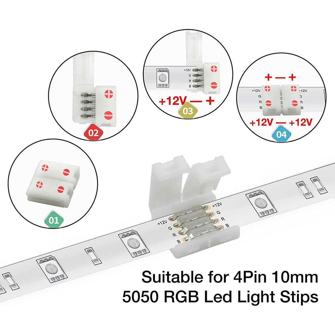 Daybetter 4 Pin 10mm Wide LED Light Connectors 20Pcs - DAYBETTER