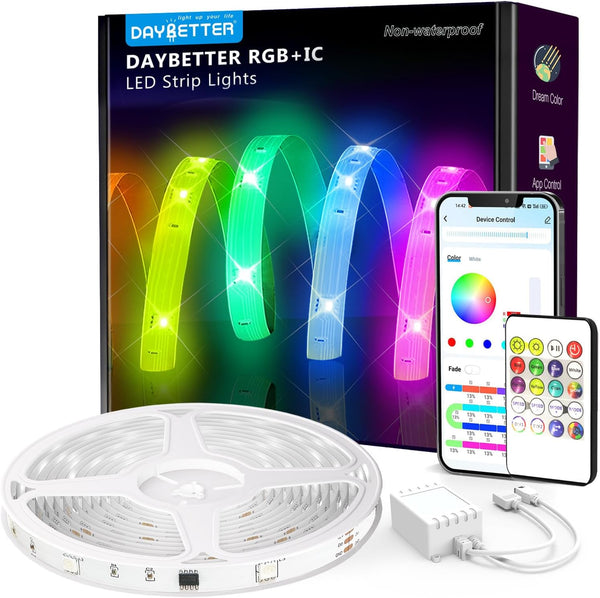 DAYBETTER 32.8FT App-Controlled LED Strip Lights with Music Sync