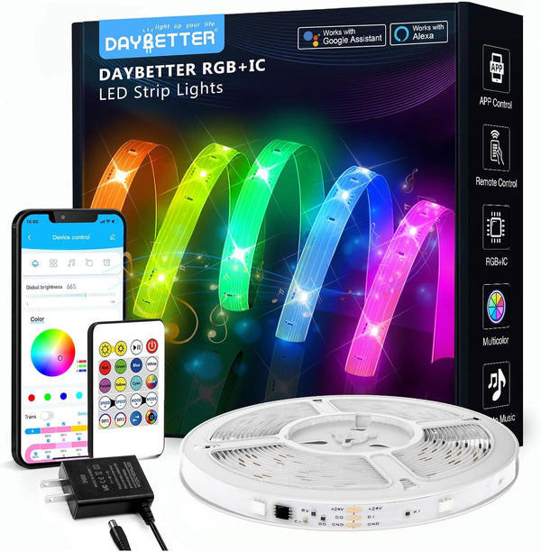 DAYBETTER 100ft WiFi LED Strip, Works with Alexa & Google, DIY Colors