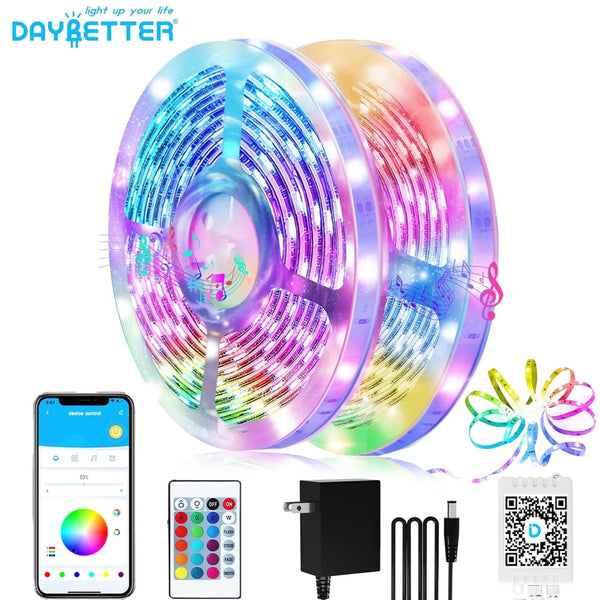 DAYBETTER LED Strip Lights 100FT Music Sync RGB with APP Remote for Bedroom Decor(2 Rolls of 50ft)