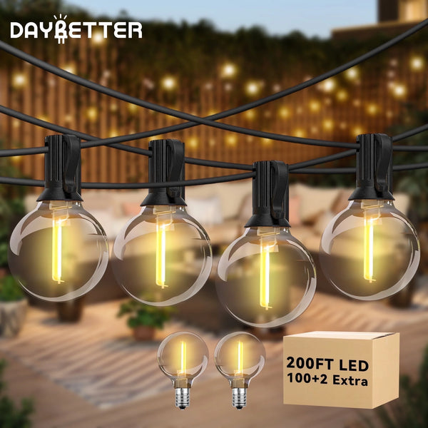 DAYBETTER Outdoor String Lights 200FT G40 100 Bulbs Waterproof for Backyard