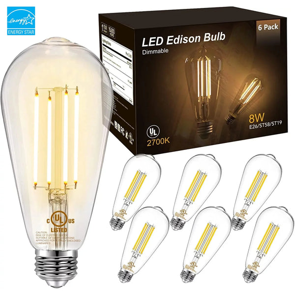 DAYBETTER Edison LED Light Bulbs 60W Equivalent Warm White 6 Pack