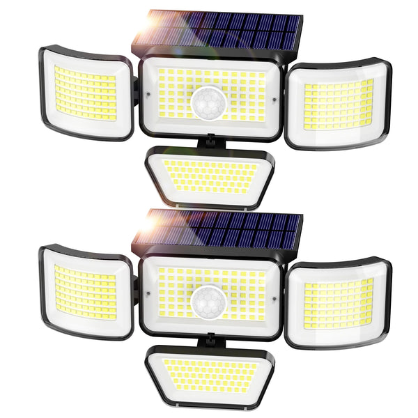 DAYBETTER Solar Security Lights Outdoor 4 Heads 3000LM Motion Sensor