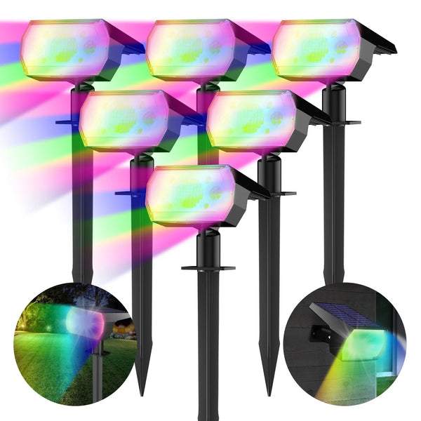 DAYBETTER Outdoor Solar Lights 7 Modes 6 Color Changing Spotlights
