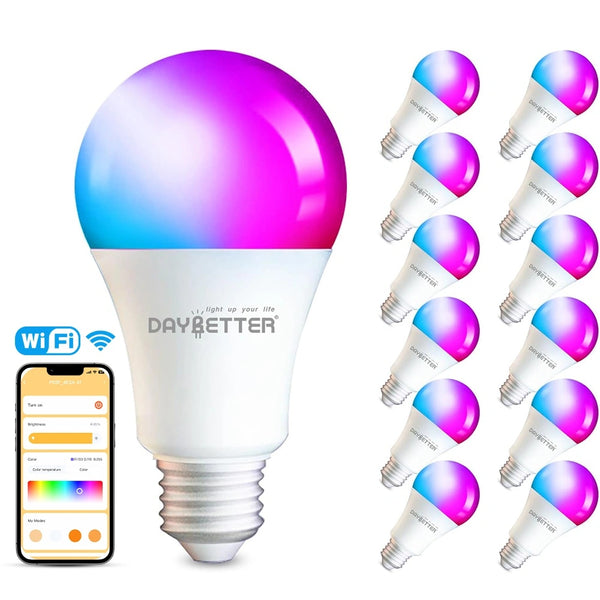 DAYBETTER WiFi Smart Bulbs 24 Pack – RGBCW A19 E26, Alexa & Google, No Hub Needed