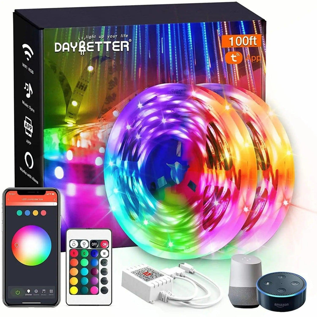 Govee Smart LED Strip Lights for Bedroom, 32.8ft WiFi LED Light Strip Work  with Alexa Google Assistant, 16 Million Colors with App Control and Music  Sync LED Lights for Party, 2 Rolls