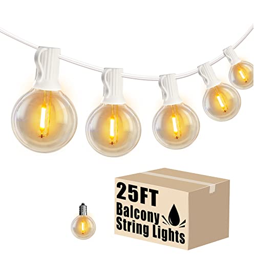 DAYBETTER 25ft LED Outdoor String Lights, White String G40 Globe Porch Lights with Edison Bulbs, Connectable Outside Light for Backyard Patio Bistro Garden