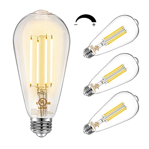 DAYBETTER 4 Pack Vintage LED Edison Bulbs, E26 Led Bulb 60W Equivalent, Dimmable Led Light Bulbs, High Brightness 800 LM Warm White 2700K, ST58 Antique LED Filament Bulbs, Clear Glass Style for Home