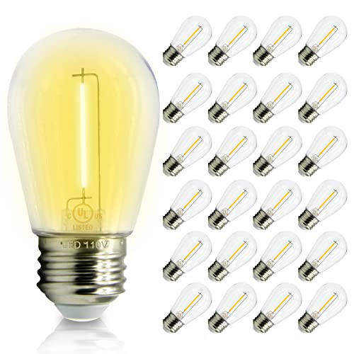DAYBETTER 24 Pack S14 LED Bulbs for Outdoor String Lights, Shatterproof 1W S14 Replacement Bulbs for String Lights, Waterproof Edison LED Light Bulbs, E26 Medium Base, 2700K Warm White, Non-Dimmable