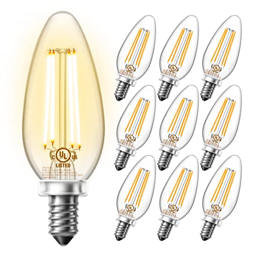 DAYBETTER E12 Led Candelabra Bulbs 60W Equivalent, Dimmable Chandelier Light Bulbs, High Brightness 600 LM Daylight White 5000K, B11 Filament Candle Light Bulbs, Clear Glass Style for Home, 10 Pack