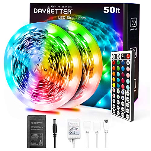 DAYBETTER 5050 RGB Infrared Remote Control Color Changing 50ft Led Strip Lights
