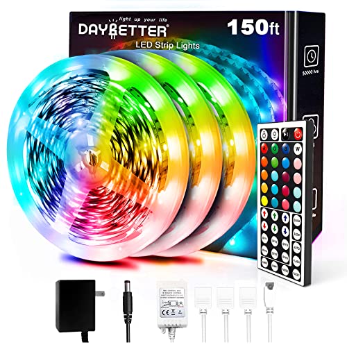 DAYBETTER 5050 RGB Infrared Remote Control Color Changing 150ft Led Strip Lights …