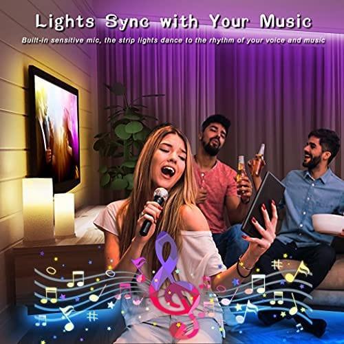 100FT Smart LED Strip Lights (2 Rolls of 50ft), RGB Strip Lights Sync to  Music with 40 Key Remote Controller LED Lights for Bedroom,Christmas Lights