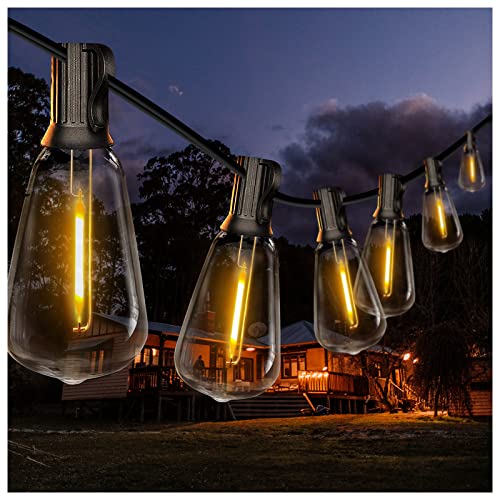 DAYBETTER 50ft Outdoor String Lights Waterproof, ST38 Globe Led Patio Lights with 12 Edison Vintage Bulbs, Connectable Outdoor Lights for Yard Porch Bistro