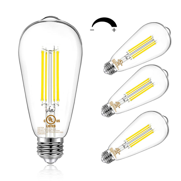 DAYBETTER 4 Pack Vintage LED Edison Bulbs, E26 Led Bulb 60W Equivalent, Dimmable Led Light Bulbs, High Brightness 800 LM Daylight 5000K, ST58 Antique LED Filament Bulbs, Clear Glass Style for Home
