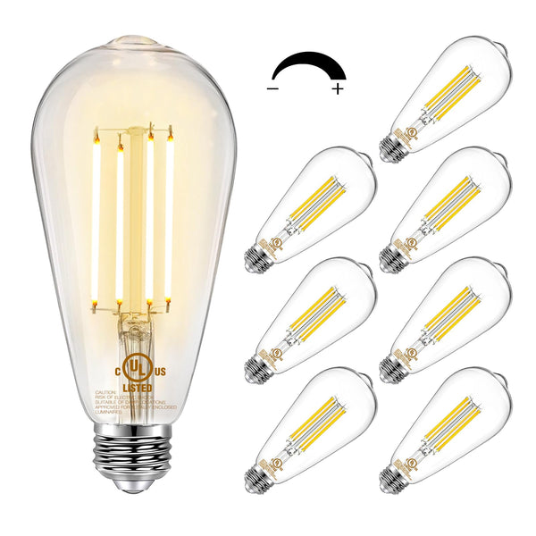 DAYBETTER 8 Pack Vintage LED Edison Bulbs, E26 Led Bulb 60W Equivalent, Dimmable Led Light Bulbs, High Brightness 800 LM Warm White 2700K, ST58 Antique LED Filament Bulbs, Clear Glass Style for Home
