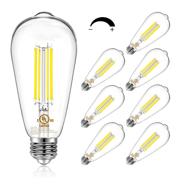 DAYBETTER 8 Pack Vintage LED Edison Bulbs, E26 Led Bulb 60W Equivalent, Dimmable Led Light Bulbs, High Brightness 800 LM Daylight 5000K, ST58 Antique LED Filament Bulbs, Clear Glass Style for Home