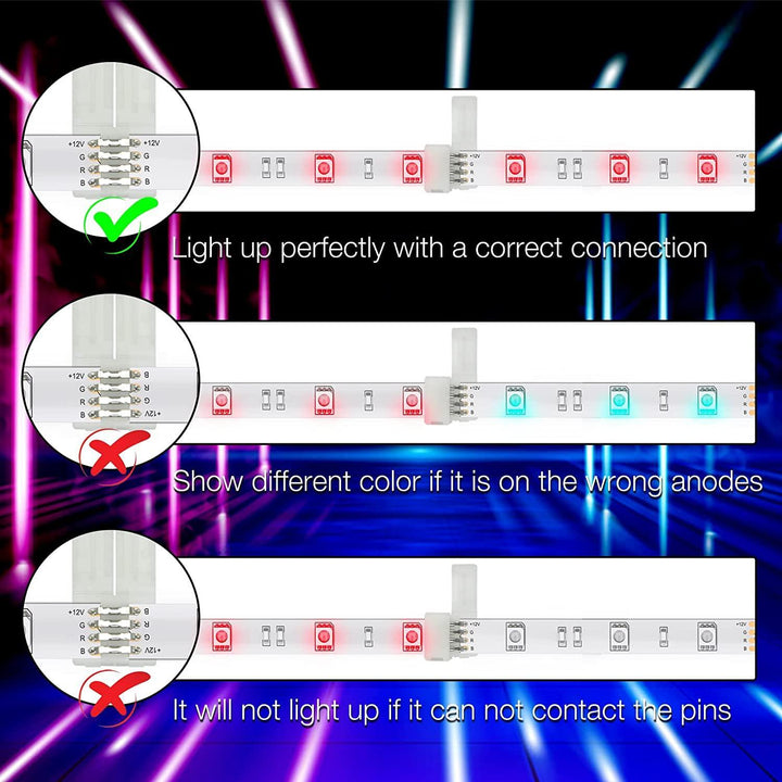 Daybetter 4 Pin 10mm Wide LED Light Connectors 20Pcs - DAYBETTER