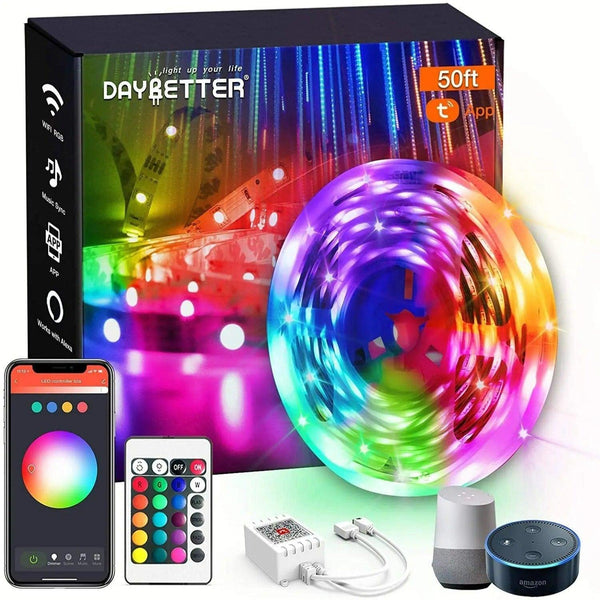 DAYBETTER 100ft LED Strip Lights,Color Changing with 44Keys Remote Controller and 12V Power Supply,Flexible Cuttable LED Lights for Bedroom, (2rd Gen)